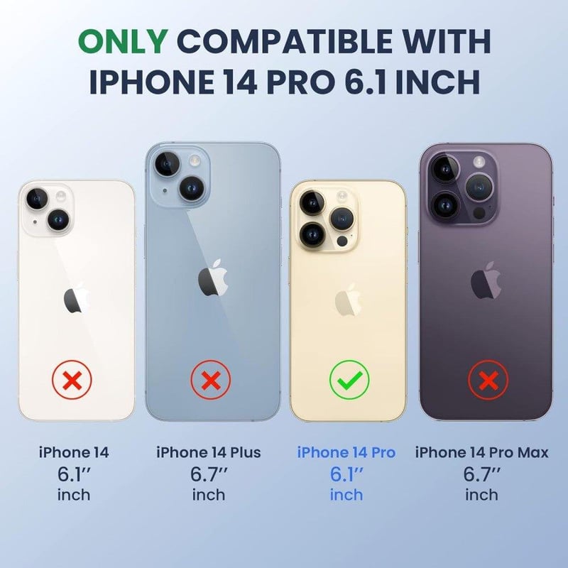 iPhone 14 Pro Védőtok Fóliával, Kártyatartóval, Kameravédővel - Sötétkék