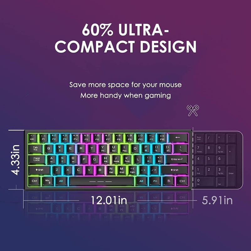 Redragon Rainbow LED 61 gombos vezeték nélküli gaming billentyűzet és egér szett - PC kompatibilis, fekete