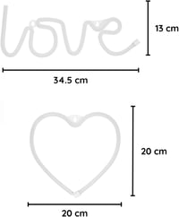 NELUX Szív és Love LED Neon Fali Dekoráció Szett - USB/Elemes Működés, Hálószobába, Valentin-napi Ajándék, Szilikon Anyag, 30.000 Órás Élett 6