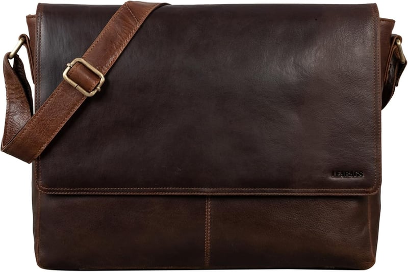 LEABAGS Milano Valódi Bőr Válltáska - Vintage Stílusú Shopper Táska, Többfunkciós Kézitáska, 39x30 cm, Unisex