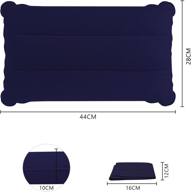 SUTAFOR Felfújható Párna, Ultrakönnyű Kempingpárna, Kék PVC Ülőpárna Utazáshoz, Strandra, Túrázáshoz, 44 x 28 cm, 60g