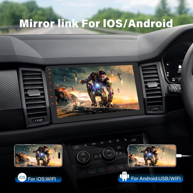 LSLYA 9" 2 DIN Android 13 Autórádió - 2GB/32GB, Vezeték Nélküli Apple CarPlay & Android Auto, Bluetooth, GPS, WiFi, FM, Tolatókamerával