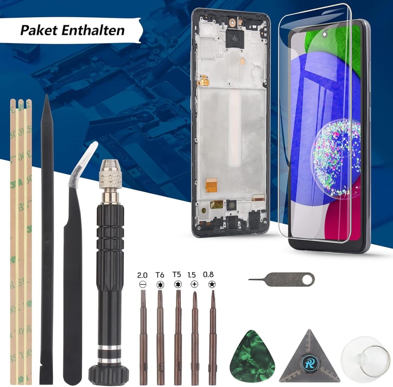 RongZy Samsung Galaxy A52s 5G LCD Kijelző és Érintőképernyő Csere Készlet Kerettel - Fekete Színben, Szerszámokkal, A528B 2021 Modellhez