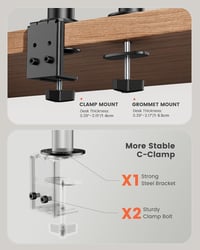ErGear Dual Monitor Tartó 13-32" Képernyőhöz, Magasságállítható Dönthető 6