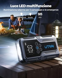 UTRAI 4000A Autós Bikázó Készülék 150PSI Kompresszorral - Gyorstöltés 3.0, 8.5L Benzin/6.5L Dízel Járművekhez, Beépített LED Lámpával 4