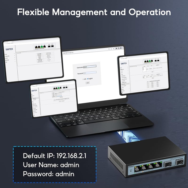 SODOLA 2.5G Webes Menedzselhető Switch - 4 x 2.5G RJ45 + 2 x 10G SFP+ Port, 60Gbps Sávszélesség, VLAN/QoS Támogatás, Fém Ház, Hálózati Kapcs