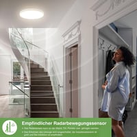 zemty LED Mennyezeti Lámpa Mozgásérzékelővel, 18 cm, 15W, 3 Színhőmérséklet, 1800 Lumen, Lapos Kerek Lámpatest Fürdőszobába, Konyhába, Folyo 4