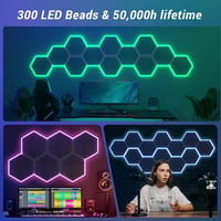 TONOR RGB Akusztikai Panel Szett 12db - 32x28x1,2cm Öntapadós Hangszigetelő Lapok Applikációval Vezérelhető Világítással - Stúdió, Podcast,  6