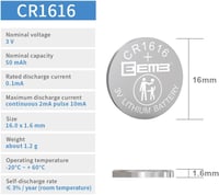 EEMB CR1616 3V lítium gombelem 10 db - óra, távirányító, számológép 2