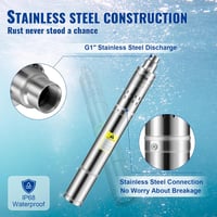 VEVOR 3" Mélykúti Szivattyú 550W - 35L/perc Vízhozam, 108m Emelőmagasság, Rozsdamentes Acél, Homokálló, 20m Kábellel, Édesvíz Ellátáshoz 4
