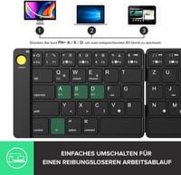 DeLUX PockCombo összecsukható bluetooth billentyűzet-egér szett, német QWERTZ, újratölthető, többeszközös, fekete 6