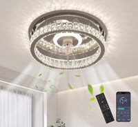 MiiR Modern LED Mennyezeti Ventilátor Kristály Lámpatesttel - 36W, Távirányítós, 6 Sebességes, Csendes, Időzíthető - Hálószobába, Nappaliba, 1
