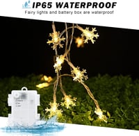cshare LED Hópehely Fényfüzér - 6m, 40 LED, Elemes, Időzítővel, IP65 Vízálló, Meleg Fehér Dekoráció Kertbe, Kempinghez, Karácsonyra, Beltérr 2