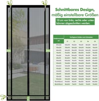 Sekey Mágneses Szúnyogháló Erkélyajtóra 160x230 cm - Fúrás Nélkül Felszerelhető, Méretre Vágható Rovarháló Ajtófüggöny Fekete 2