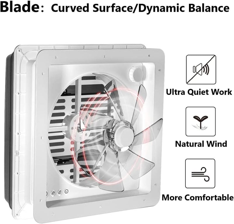 2012 Max Air Tetőszellőztető Lakóautókhoz - Halk Reverzibilis Elszívó Ventilátor, 12V, Távirányítóval, 360mm UV-Álló Fedéllel, Folyamatos Sz