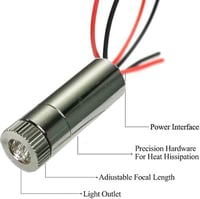 CTRICALVER 650 nm Piros Vonal Lézer Modul Fém Házzal - 3-5V DC Működésű Dióda Műanyag Lencsével és AA Elemtartóval - 1pcs *rote* linie, Black, lasers, Metal 4