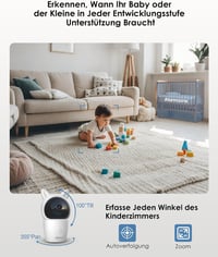 CZEview Bébiőr 2K Kamerával - 5" WiFi Videó Monitor, 360° PTZ, 4x Zoom, Éjjellátó, Mozgásérzékelés, Hőmérsékletjelző, Applikációval 3