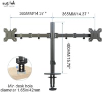 Dupla Monitortartó Kar 13-27" Képernyőkhöz | Állítható Asztali Monitorállvány Forgatható Dönthető Konzol Asztallapra Rögzíthető - 13 - 27 inches, black 3