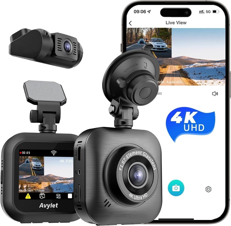 Avylet Autós Fedélzeti Kamera 4K Elöl-Hátul WiFi Éjszakai Látással