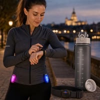 Noćni trkački set: mjerač pulsa + 2x LED svjetlo + 1L sportska boca 1