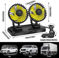 Coikes 12V-os dupla autós ventilátor, 360°-ban forgatható, 2 sebességes 4