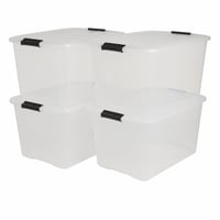 Iris Ohyama TB-45 prozirna kutija za pohranu s poklopcem 45L, set (nepotpuno: nedostaju 2 kutije i 5 poklopaca), kopče za zatvaranje, slaganje jedna na drugu — set od 4 komada 2