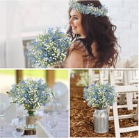 N&T NIETING Művirág Szett - 15 db Élethű Gypsophila Virágcsokor Esküvői Dekorációhoz, Kék és Fehér Színben, 29 cm 5
