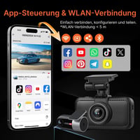 Miofive S1 Ultra 4K+4K Autós Menetrögzítő Kamera, Első-Hátsó GPS, 5.8GHz WiFi, Éjjellátó, 3" IPS Kijelző, 64GB Kártya, HDR, Applikáció 7