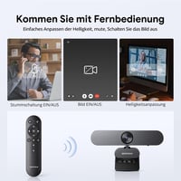 DEPSTECH DW50 Pro 4K Ultra HD Webkamera Mikrofonnal, 3x Zoom, Sony Szenzor, Zajszűrő Kettős Mikrofon, Távirányító, Autofókusz PC, Laptop, Ma 4