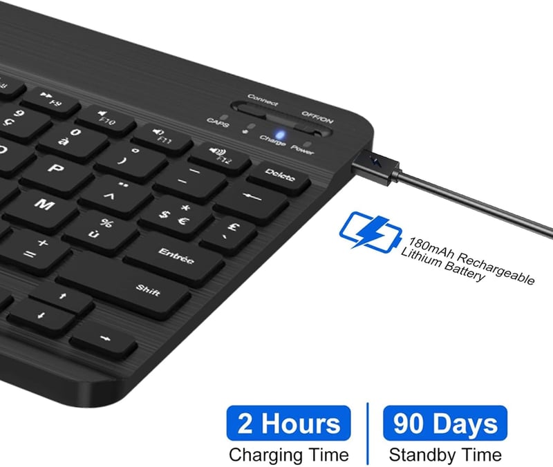 SENGBIRCH Vezeték Nélküli Bluetooth Billentyűzet AZERTY Francia Kiosztással - Ultravékony, iOS, iPad, Android, Samsung, Xiaomi Kompatibilis,