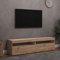 Set comode TV vidaXL cu iluminare LED, stejar artizanal - 2 buc — panou spate lipsă (stare: vezi a 2-a imagine) 1