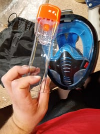 Tyuodna celotvárová šnorchlovacia maska pre dospelých a deti, 180-stupňové zorné pole, proti zahmlievaniu, s držiakom na GoPro kameru, čierno-modrá, L/XL 4
