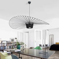 HRGKLMN Vertigo Függőlámpa - Állítható Magasságú Retro Szalmakalap Csillár, E27, 18W, 800 Lumen, Fekete, 100 cm, Nappali és Hálószoba Világí 1