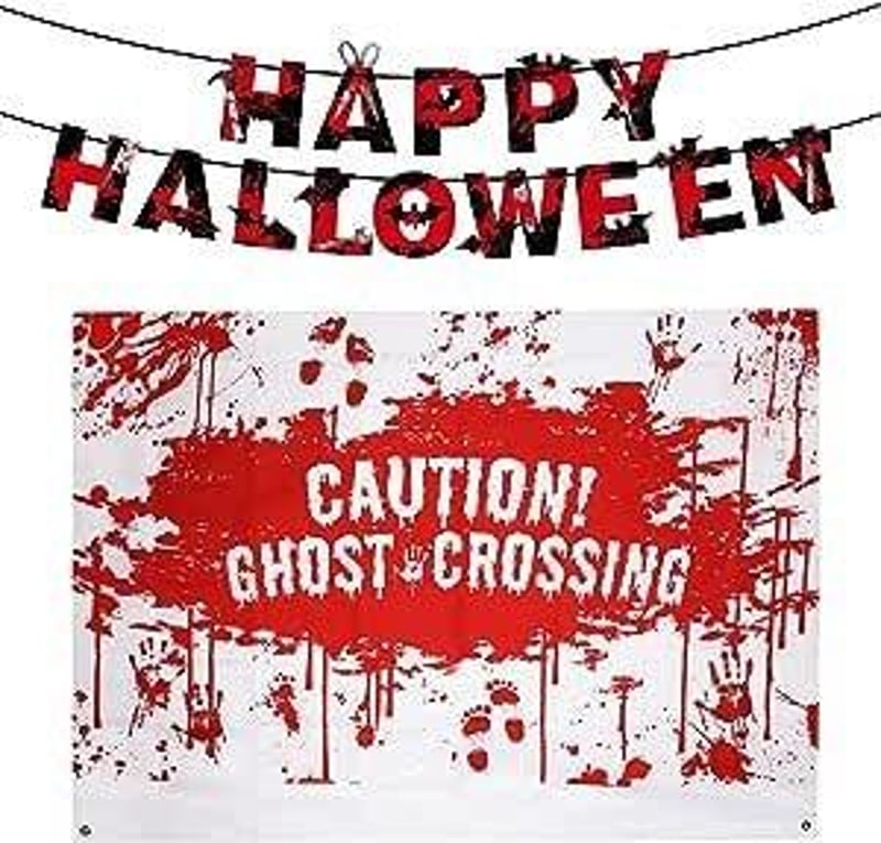 Halloween Óriás Zászló és Hosszú Füzér Szett - Rémisztő Parti Dekoráció