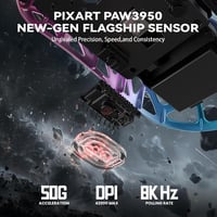 ATTACK SHARK R2PRO 45g Szuperkönnyű Magnézium Gamer Egér, PixArt PAW3950 Szenzor, 42000 DPI, 8000Hz Vezeték Nélküli, 3 Csatlakozási Mód, Lil 4