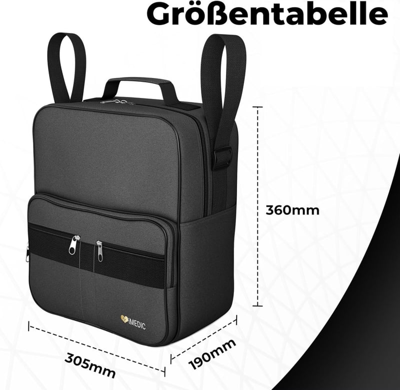iMedic Deluxe fekete kerekesszék táska - praktikus kapaszkodóra rögzíthető tárolózseb
