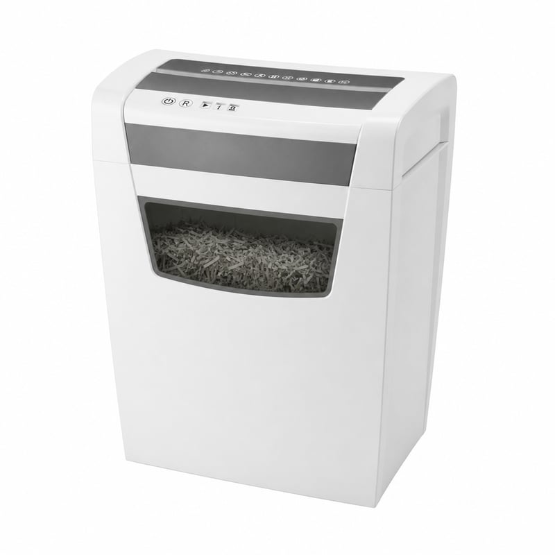 Distrugător de documente Leitz IQ Home Office P4, 10 coli, coș de 23 litri, TÜV+GS — blocaj de hârtie în mecanism (stare: vezi a 2-a imagine)