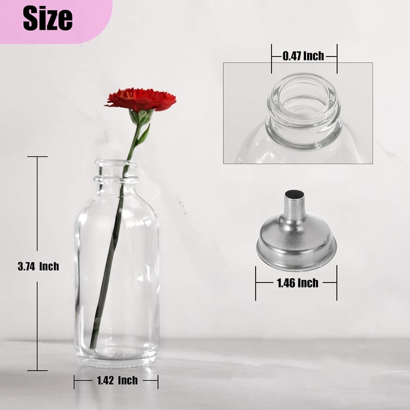 DIDITIME Üveg Gyömbér Shot Üvegek 60ml - 6db Mini Utazó Palack Rozsdamentes Acél Tölcsérrel - Olajokhoz, Italokhoz, Gyógynövény Kivonatokhoz