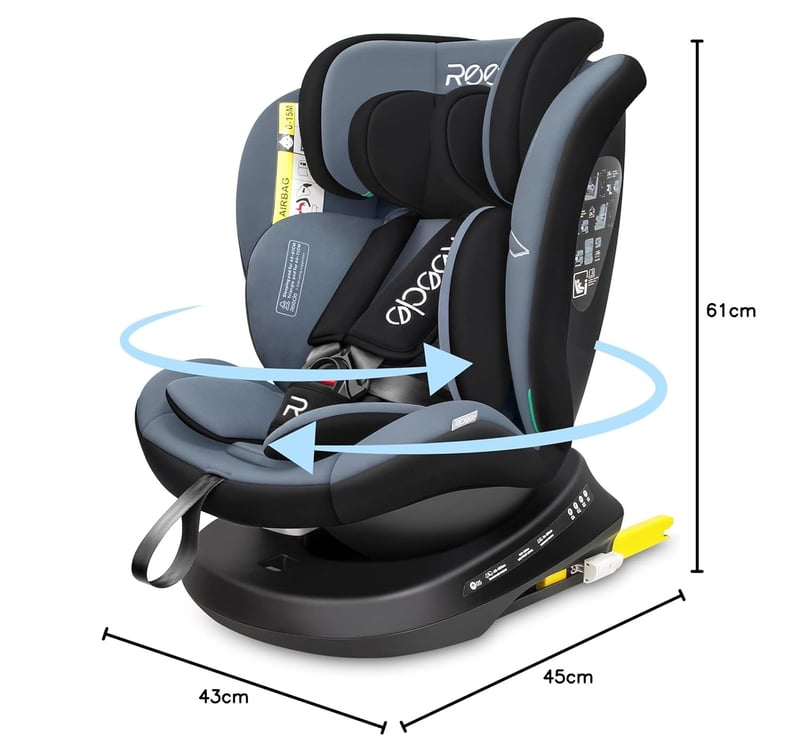 Reecle 360° Forgatható i-Size Gyerekülés ISOFIX Rögzítéssel 40-150 cm (0-36 kg), Születéstől 12 Éves Korig, ECE R129 Tanúsítvánnyal