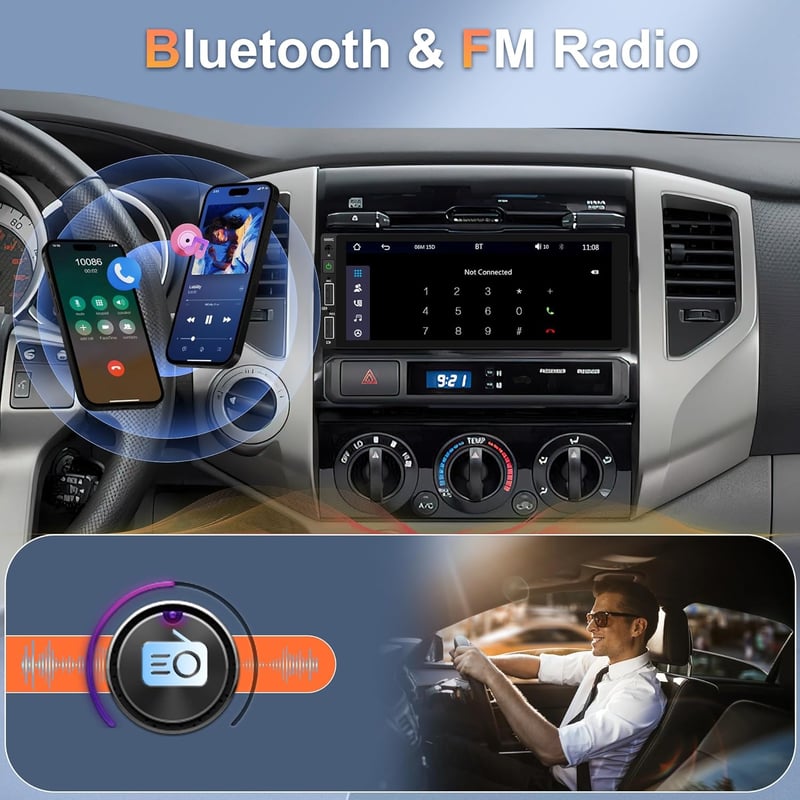 Vezeték nélküli Carplay autórádió 1 DIN Android Bluetooth kihangosítóval, 6,86" érintőképernyővel, tükrözéssel, FM/USB/AUX, kormányvezérléss