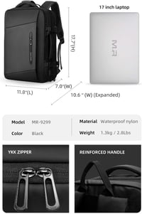 Mark Ryden Bővíthető Utazó Hátizsák 26-38L, Üzleti Laptop Hátizsák 17 Colos Rekesz 3