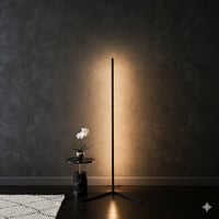 LYCKLY Minimál LED Luxus Állólámpa - Fekete - Szabályozható Fényerejű Saroklámpa Fekete Színben - Meleg Fényű Világítóoszlop Beltéri Használatra 1