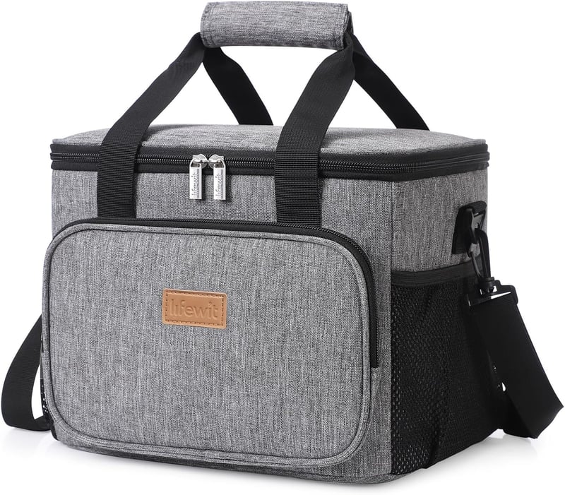 Lifewit Hűtőtáska 15L (24 Dobozos) Thermo Táska Ebédhez, Munkába, Iskolába, Strandra, Piknikhez - Vízálló, Szigetelt, Szürke