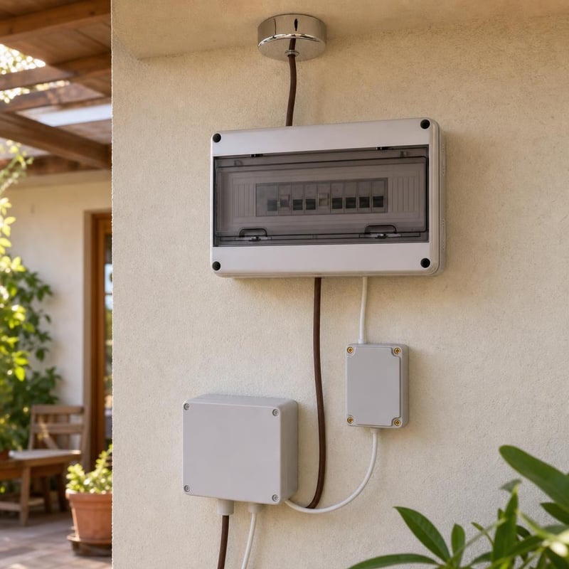Kábelmentő elosztódobozok: IP66 vízálló doboz + 18 modulos fali doboz + mennyezeti rozetta + 3 db mini doboz