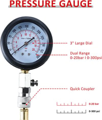 FreeTec Kompresszióméró készlet - M10, M12, M14, M18 menettel, motordiagnosztikához 4