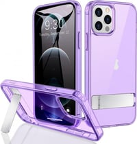 Apple iPhone 12 Pro Max Lila Áttetsző Szilikon Tok Beépített Állvánnyal 1