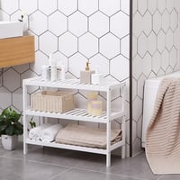 SONGMICS Bambusz Cipőtartó 3 Polcos Fehér 70x55cm Előszoba Hálószoba Nappali - 70 x 55 x 26 cm, White 3