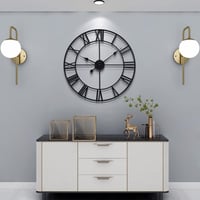 HAITANG Nagyméretű Vintage Fém Falióra - Fekete, Hangtalan, Római Számokkal, 60 cm - Elegáns Dekoráció Nappaliba, Hálószobába, Konyháb 7