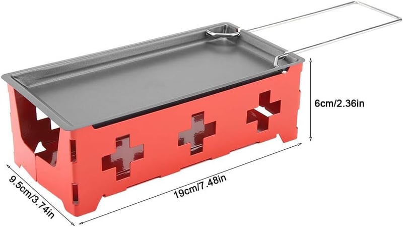 Piros Mini Raclette Sajtolvasztó Készlet Pálcikákkal, Hordozható