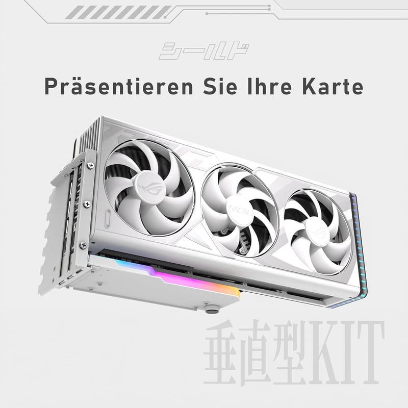 EZDIY-FAB Vertikális GPU Tartó ARGB Modullal és PCIe 4.0 Riser Kábellel - 115mm Fehér Videokártya Állvány RTX40 Sorozathoz - White